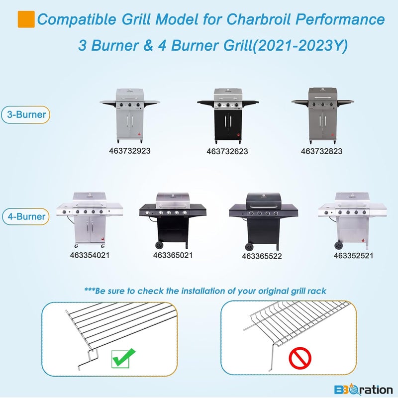 BBQration Adjustable Warming Rack Grill Parts for Charbroil Performance 3/4 Burner 463352521 463365021 463354021 463732623, Grill Swing Away Grid for Charbroil Grill Replacement Parts - Image 2